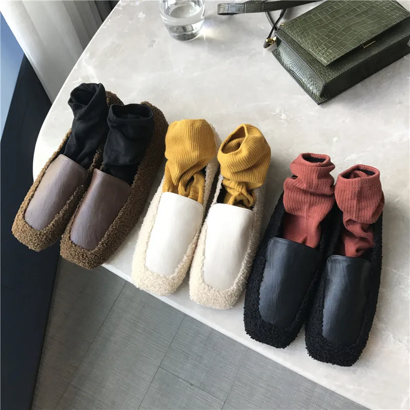 MONMOIRA/женские лоферы в стиле ретро на квадратном каблуке Лоскутная теплая зимняя