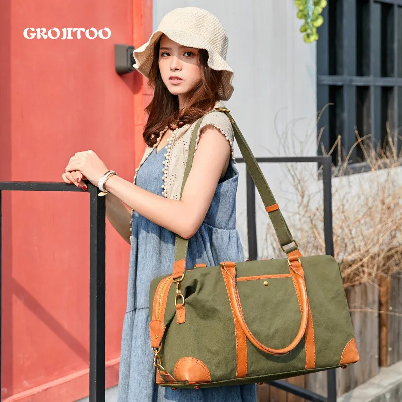GROJITOO New large capacity travel bag outdoor Luggage Women canvas Bag Single Shoulder Messenger Bag Fashion Handbag For Women