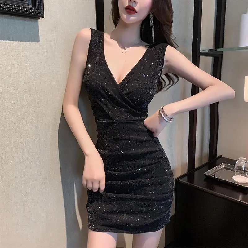 

Summer Women's Dress 2021 Sexy Low Chest Bag Hip Backless party dress Sleeveless black Sling Short skirt mini dress Dresses