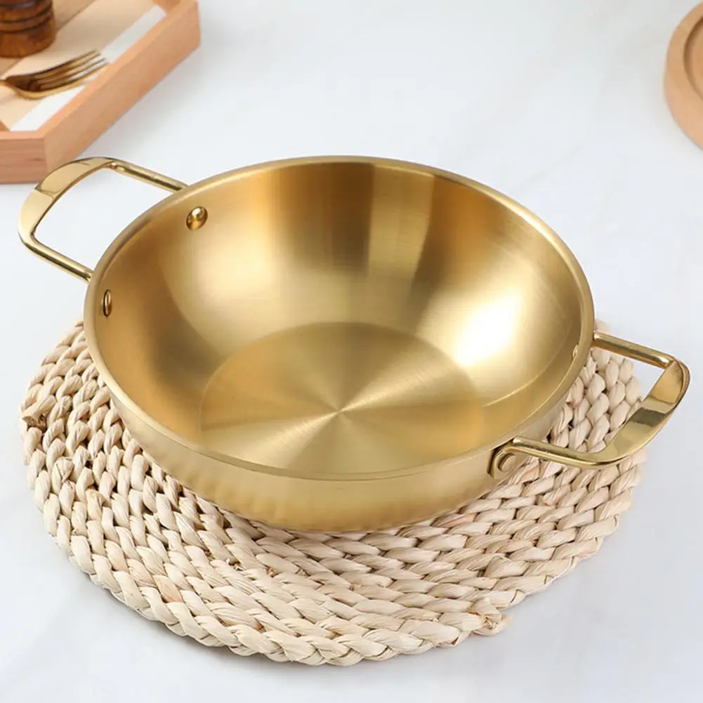 

Noodle Pan Convenient Double Handle Design Stainless Steel Frosted Thick Ramen Pan for Kitchen