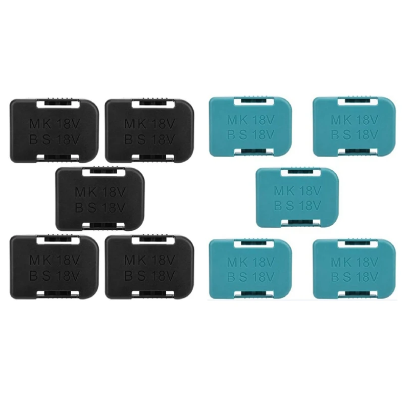 

10-Piece Battery Storage Rack and Battery Holder Box for Makita 18V Fixture 2-Color Combination Set (Black and Blue)