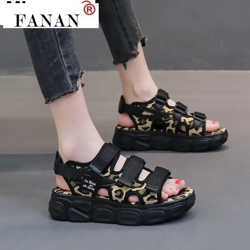 

Women's Shoes 2021 Fashion Summer Sandals Women's Color-blocking Platform Sandals Open-toe Comfortable Simple Velcro Beach Shoes