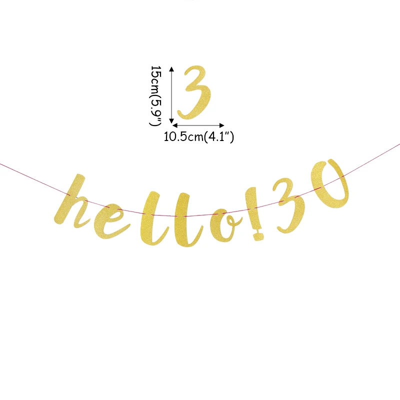 

Glitter Gold hello 30 40 50 60 banner Confetti Balloon happy birthday party decorations adult anniversary 30th 40th 50th party