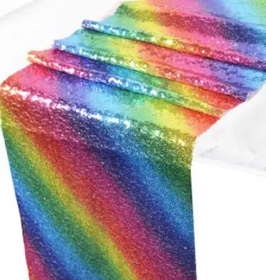 rainbow 10 шт. Свадебные украшения Радужный цвет скатерти с пайетками бегун день рождения отель обеспечение для банкета настольный бегун s современный camino de - Цвет: rainbow