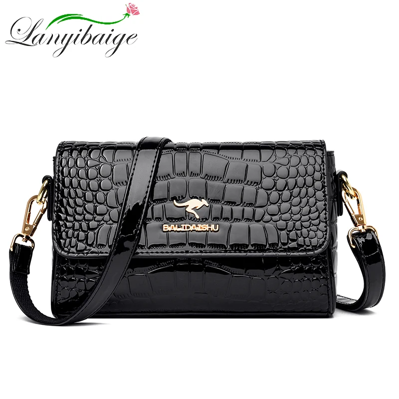 

Ladies Luxury PU Leather Handbag Brand Crocodile Pattern Designer Shoulder Bag Elegant Ladies Bag Sac A Main Flap Crossbody Bags