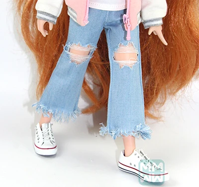 1 шт. Blyth Кукла одежда Модная белая рубашка, рваные джинсы для Blyth, Azone, obitsu, FR 1/6 кукла - Цвет: XB--018--A