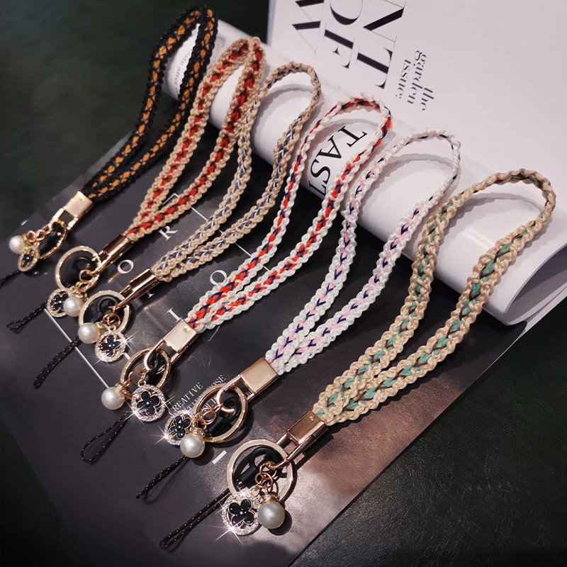 

Мобильный телефон ремешок на запястье, короткий Плетеный подвесной сетчатый женский кулон знаменитости, подвеска на заднюю панель, шнурок ...