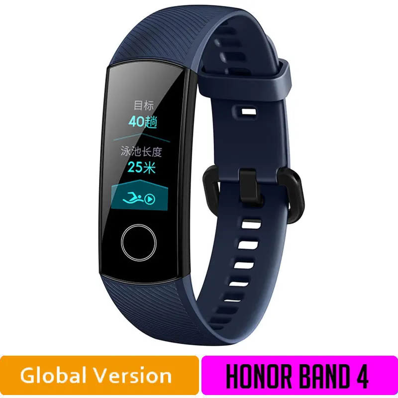 Браслет HONOR Band 4, умный фитнес-браслет, трекер, спортивный браслет, трекер активности в реальном времени, смарт-носимые устройства - Цвет: BlueGlobal4