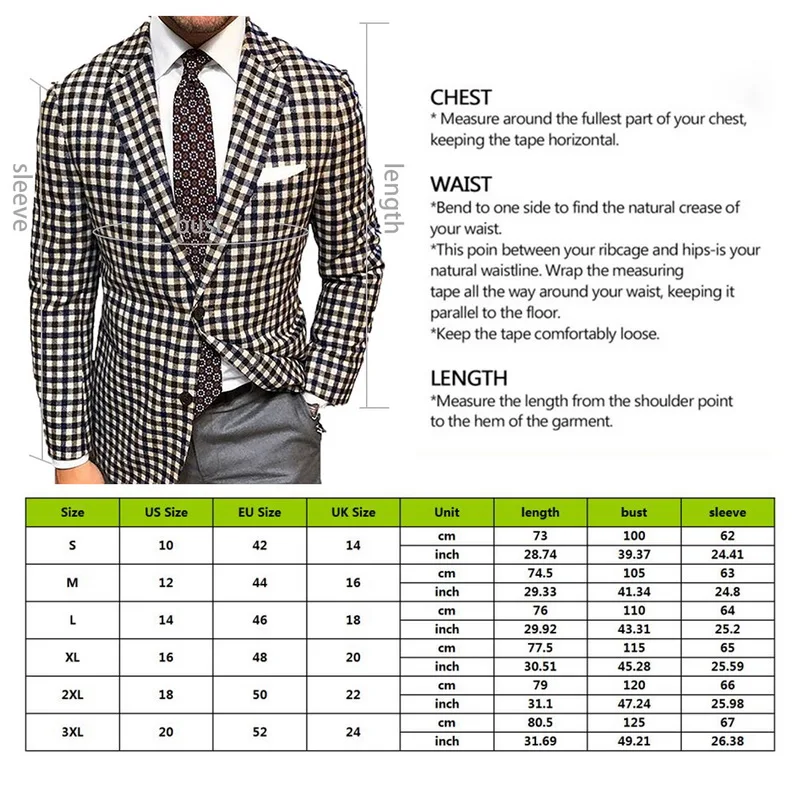 

New Arrival Houndstooth Plaid Casual Blazer For Men One Piece Man Suit Jacket with Side Slit Slim fit Male Coat Fashion Clothes
