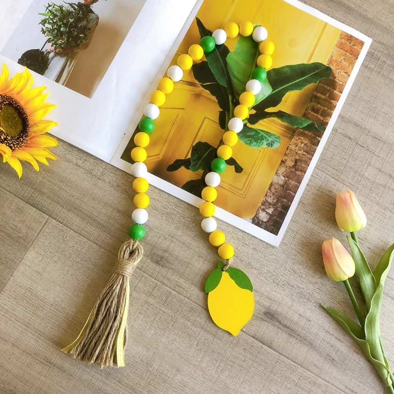 

3pcs Wood Bead Garland with Rustic Tassels Farmhouse Wall Hanging Prayer Beads American Independence Day 4th of July