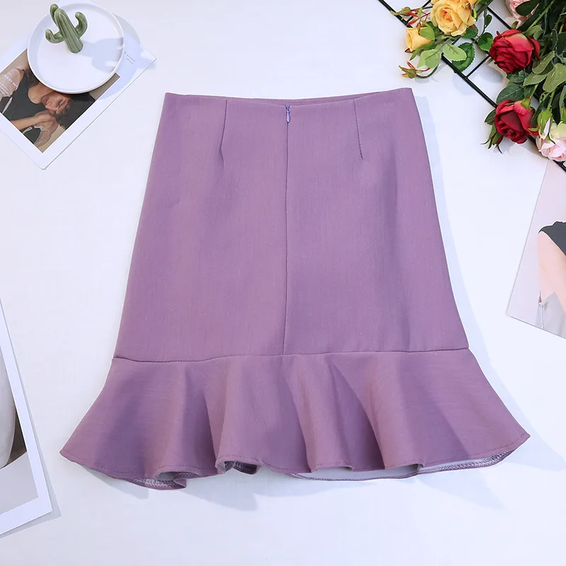 

2020 Summer High Waist irregular mermaid skirt pleated ruffle skirt