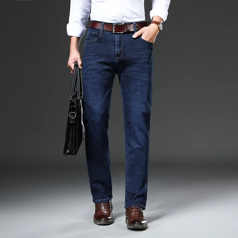 

2021 New Men's Jeans Loose Straight-leg Pants High-quality Cotton Washed Jeans Stretch Classic Trousers Men's Work Jeans