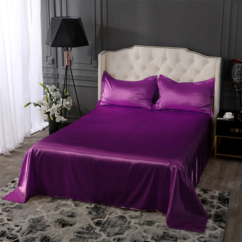 

Parkshin 2020 New Luxury Khaki 100% Silk Flat Sheet Silky Pillowcase Queen King Bed Sheet Healthy Skin Bed Linen Set For Adult