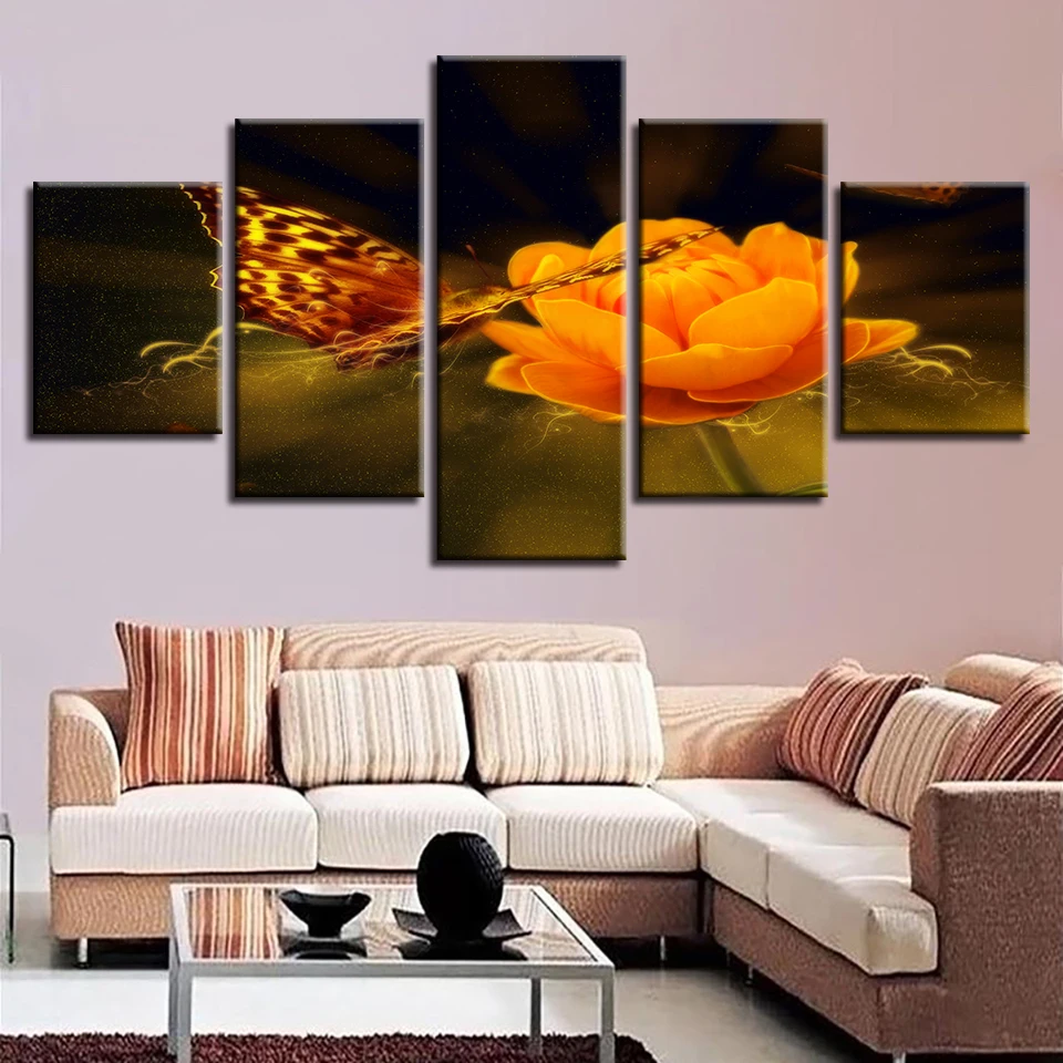 Плакат с цветами розовый красный жёлтый белый фиолетовый синий черный стены 5