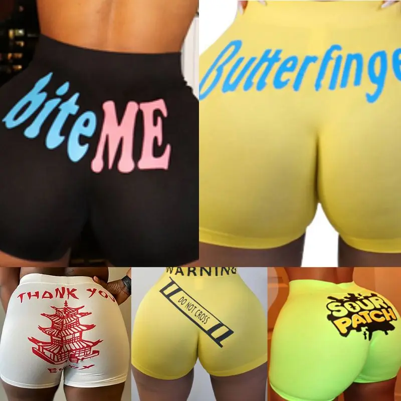 Женские шорты с надписью пагода и принтом граффити спортивные Горячие Штаны