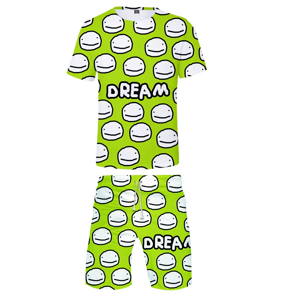 

Детский костюм Dreamwastaken из двух предметов, Повседневная летняя футболка с принтом и пляжные шорты для мальчиков и девочек, популярный костюм в стиле хип-хоп