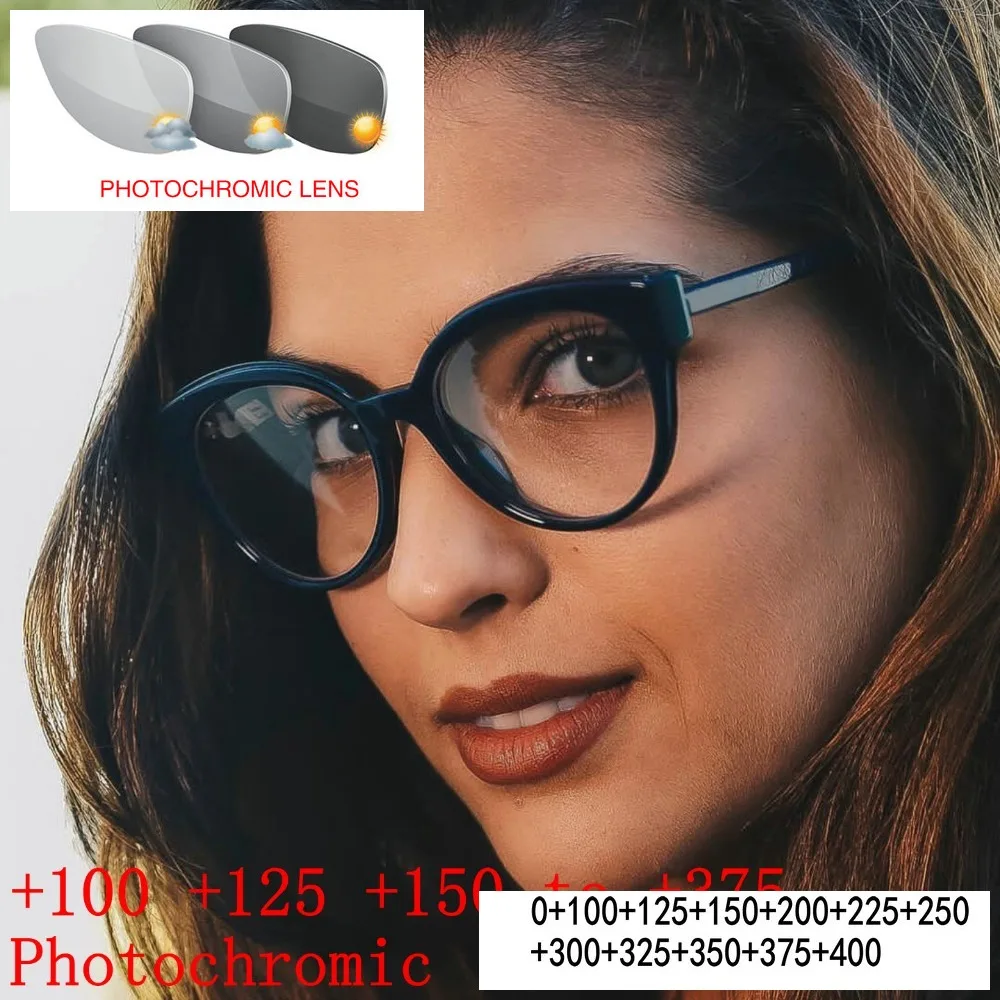 Женские прогрессивные многофокусные очки для чтения с кошачьим котом круглые