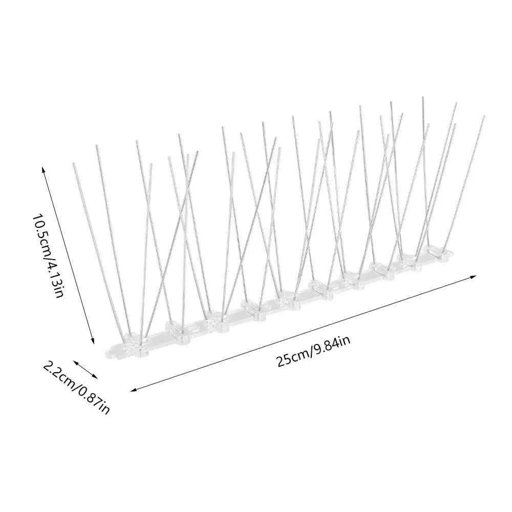Juego de 12 pinchos de acero inoxidable para disuadir aves y palomas, Kit de p&uacute;as resistentes para Control de aves, para techos de torres de casa-5