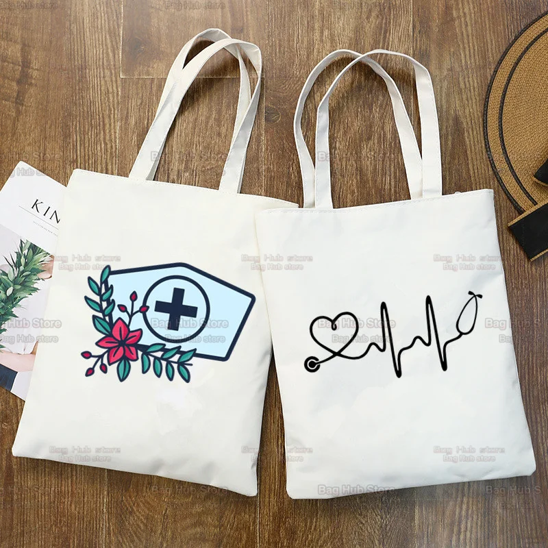 

Enfermera Funny Nurse Stethoscope Women's Travel Shopper Bags Reusable Shopping Bags Beach Bag Foldable Shoulder Bags Handbags