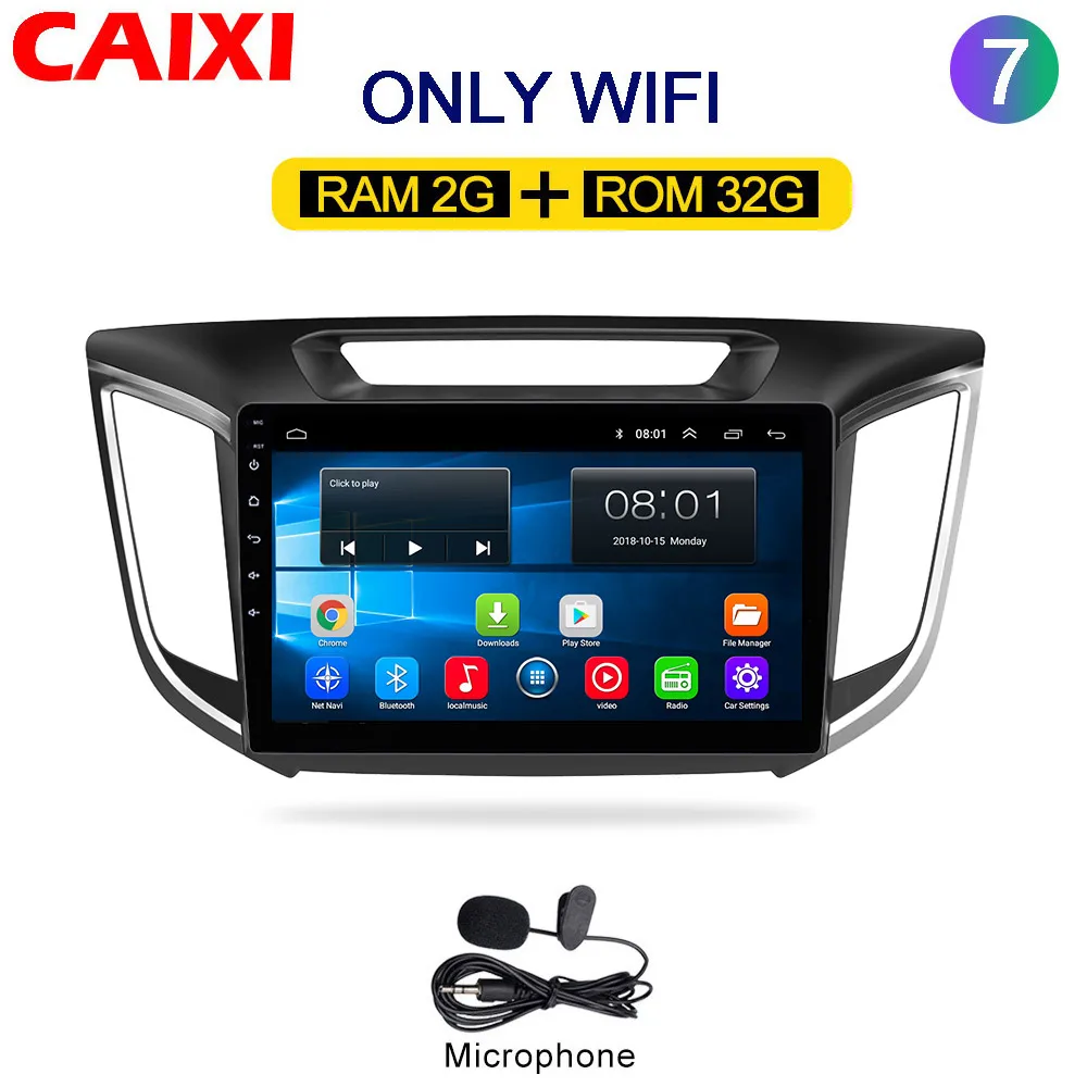 cx-IX25-32g-MIC Автомобильный Android 8,1 2G ram 3 2G rom автомобильный Радио мультимедийный плеер gps навигация для hyundai ix25 creta- 2din видео плей - Цвет: cx-IX25-32g-MIC