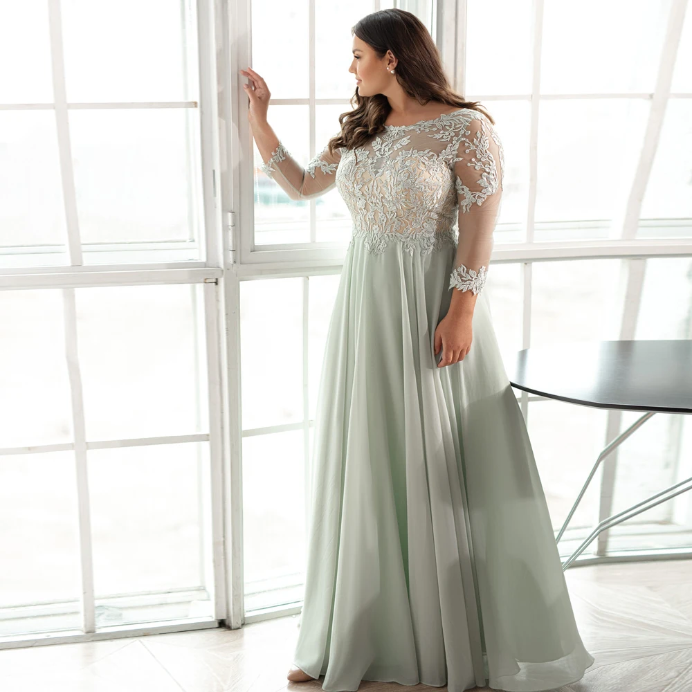 

Женское платье для матери невесты, шифоновое плиссированное платье-трапеция с длинным рукавом, со шнуровкой и аппликацией, модель 2021