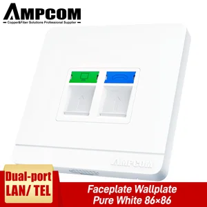Лицевая панель AMPCOM RJ11 RJ45, настенная панель, 1 порт, 2 порта, 4 порта, сетевая телефонная розетка, монтажная панель