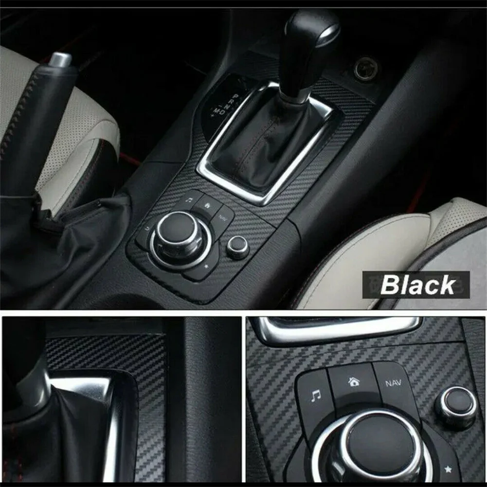 

1pc Car Black Carbon Fiber Vinyl Wrap Sticker Interior Accessories Panel 50x12Inch For Center Console Dashboard Air Vents Glove