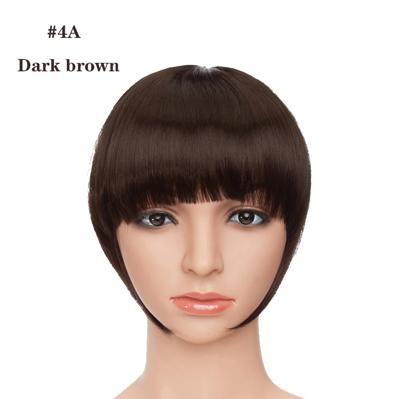 dark brown S-noilite, 8 дюймов, синтетические волосы на заколках для наращивания, для женщин, спереди, затычки, бахрома, волосы, черный, коричневый, челка, 2 зажима, ins - Цвет: dark brown
