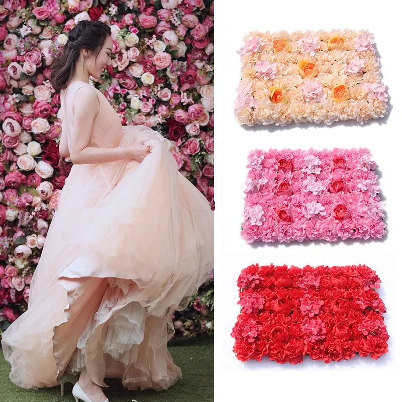 

40X60cm/pcs Upscale Artificial Silk Rose Hydrangea Flower Wall For Wedding Backdrop Centerpieces Decoration Props Free Shipping