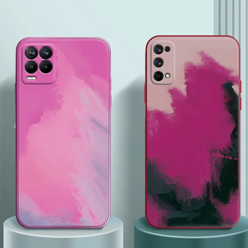 square soft silicone phone case for oppo realme 8 7 pro 4g 5g 6 5 6i 5i c3 6s watercolor painted back cover realme8 realme7 free global shipping