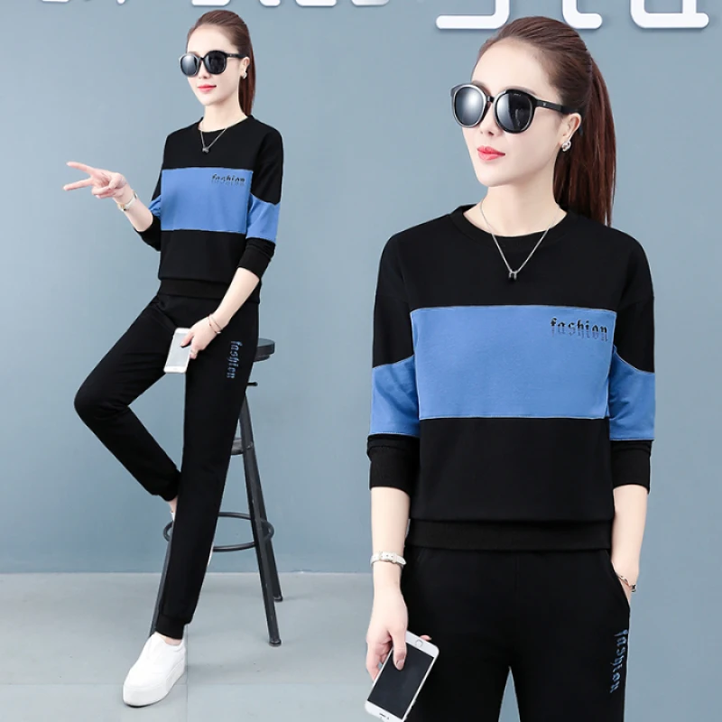 

Сезон весна-осень; Модное простроченное платье с 2 шт. Комплекты Женские костюмы удобные широкие штаны для мальчиков спортивные костюмы, пов...