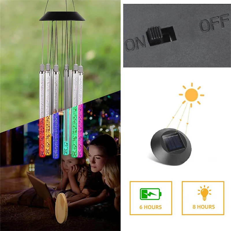 

Glowing Wind Chimes Romantic Design Energy Saving Solar Light Night Illuminate Light Control Switch Garden Decoration THB5189