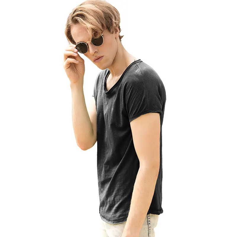Крутая Летняя мужская футболка с круглым вырезом рваные футболки коротким