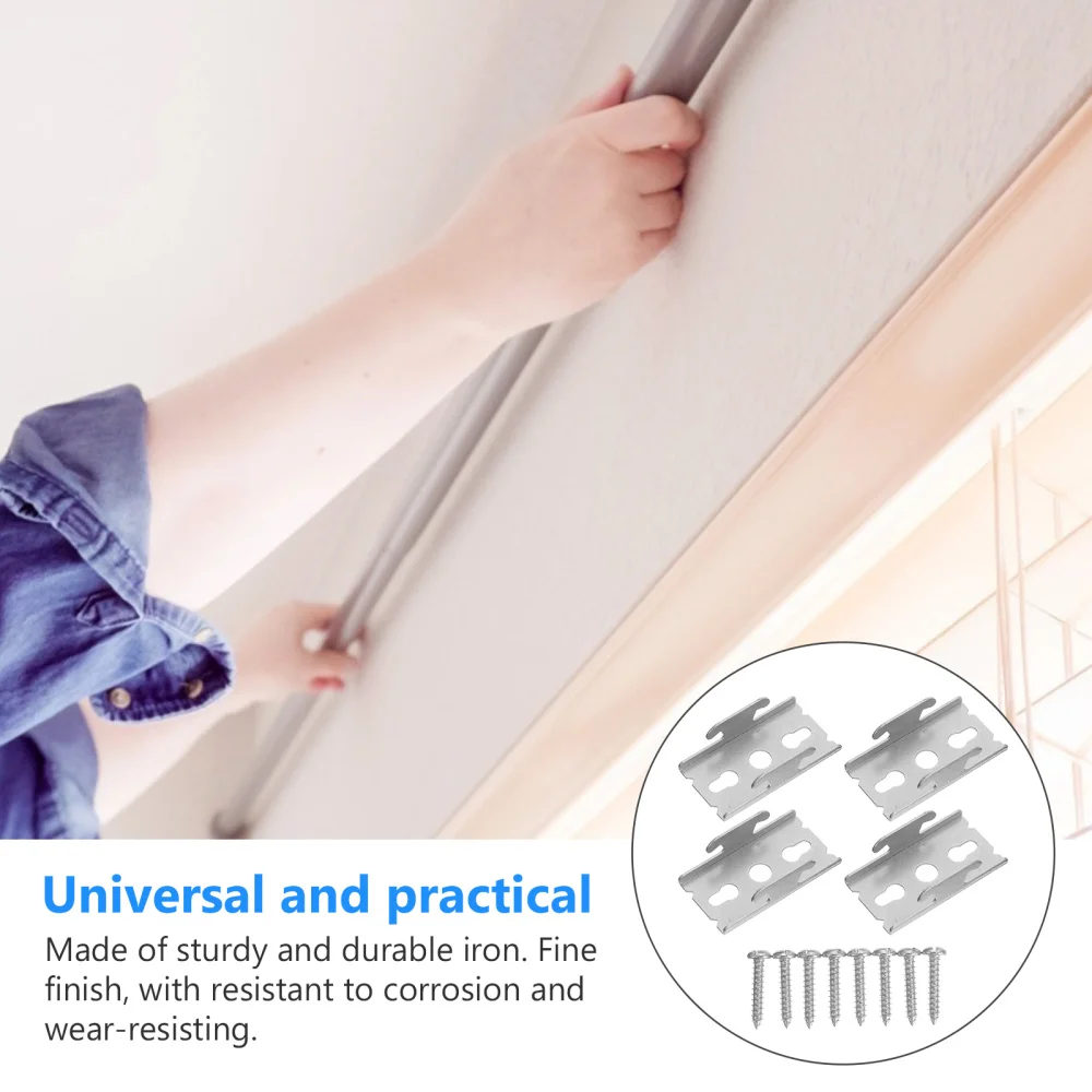 

2 sets Iron Hook Curtain Pole Holding Brackets Curtain Rod Thickening Brackets