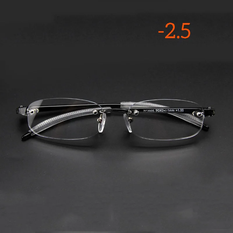 myopia -2.5 Seemfly сверхлегкие мягкие TR90 бескаркасные очки для близорукости мужские деловые близорукие очки-1,0-1,5-2,0-2,5-3,0-3,5-4,0 - Цвет оправы: myopia -2.5