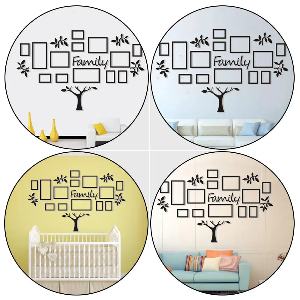 1 Набор 3D акриловых настенных украшений для гостиной спальни дерева черного