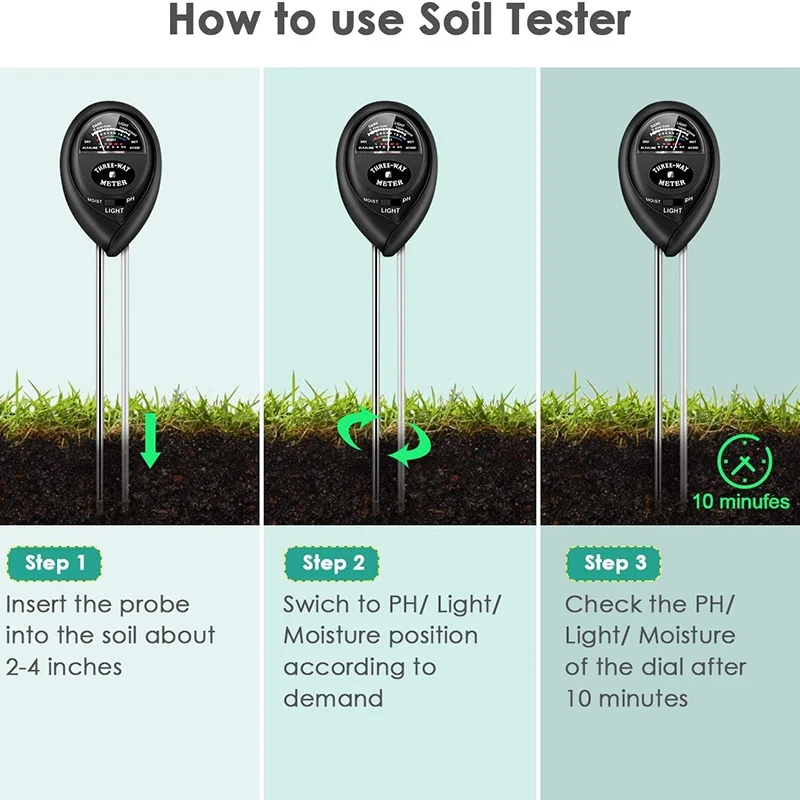 

PH Meter Moisture/Light/PH Tester and Test Kit, Suitable for Garden, Lawn, Farm, Indoor and Outdoor Moisture Meter