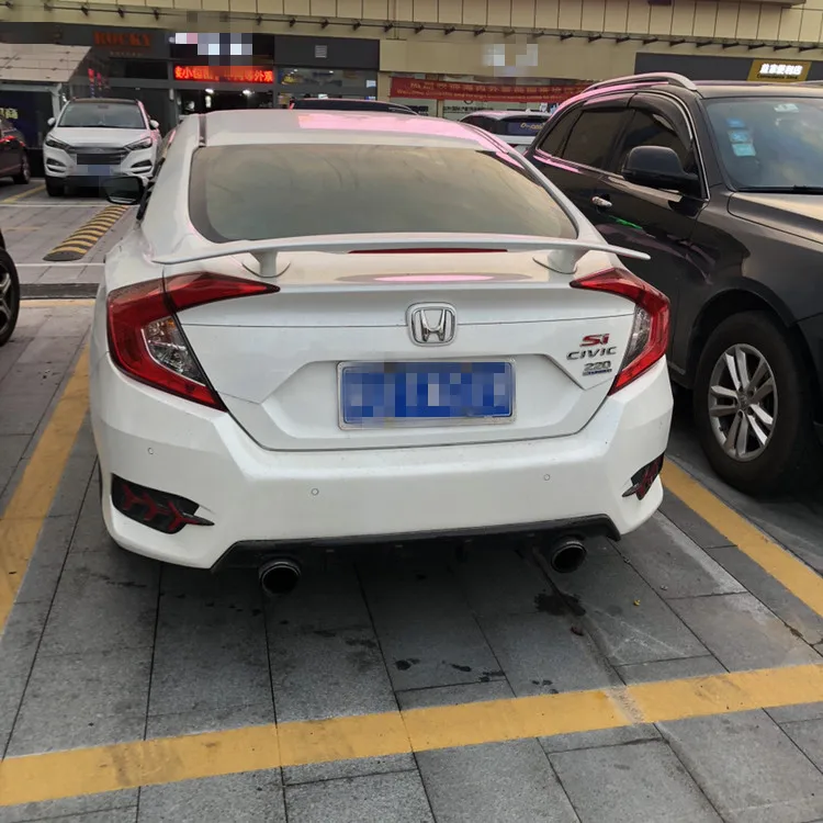For Honda Civic Spoiler 2016 2017 2018 With Led Light High Quality ABS Material Car Rear Wing Primer Color Trunk | Автомобили и