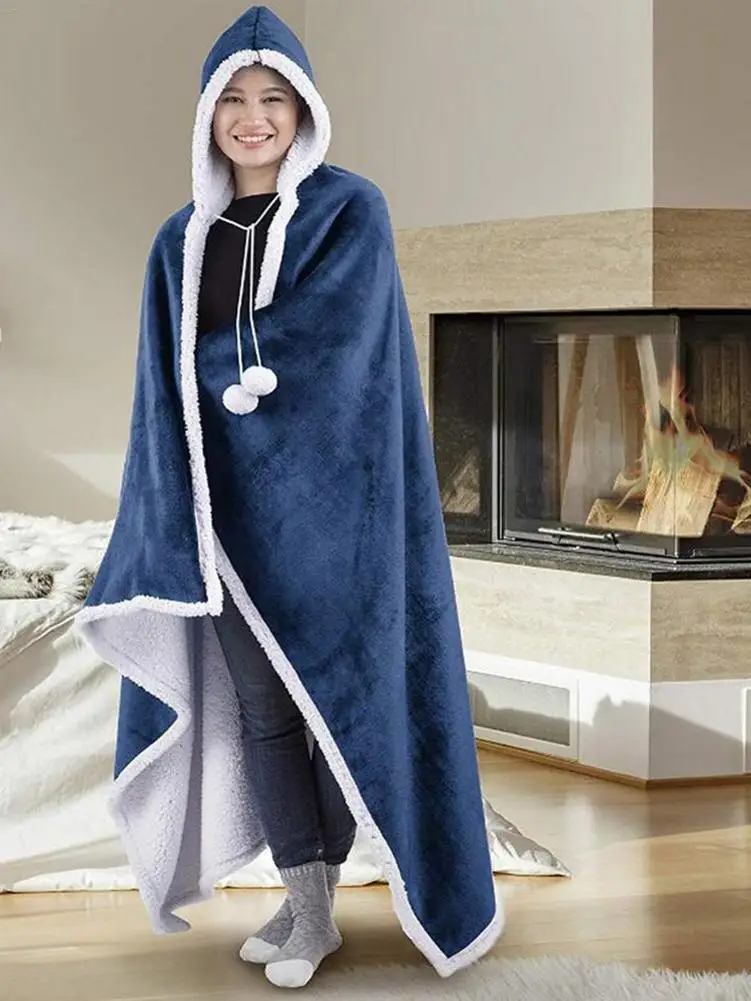 Одеяло с капюшоном утепленная и длинная теплая куртка повседневное одеяло в