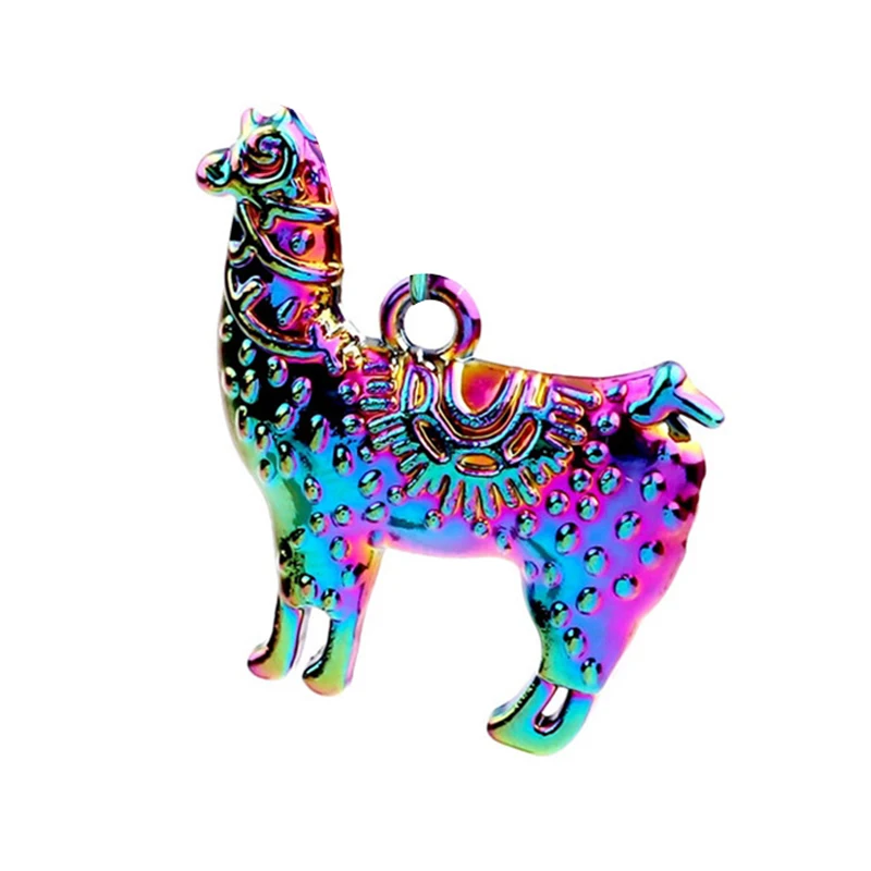 Подвеска в виде Овцы радужного цвета, 10 шт./лот, 25 х24 мм, подвеска из сплава, плавающий кулон, подходит для ожерелья, браслета, плавающий медальон