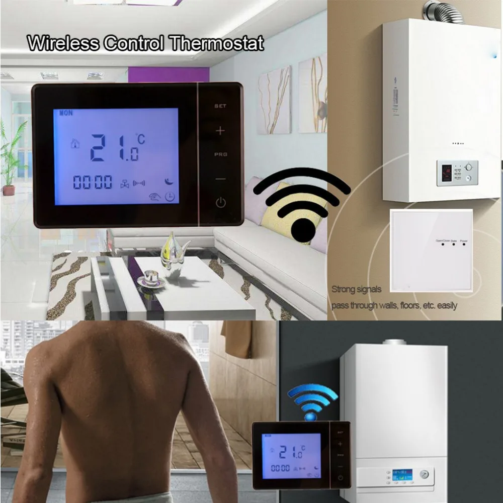 Не Wifi термостат беспроводной термостат RF контроль 5A настенный котел нагревательный термостат цифровой ЖК контроль температуры Лер