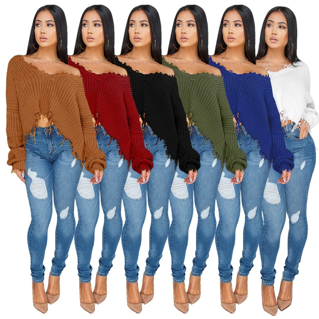 JAYCOSIN новый свитер Женская мода осень с длинным рукавом вязаный V-образным вырезом