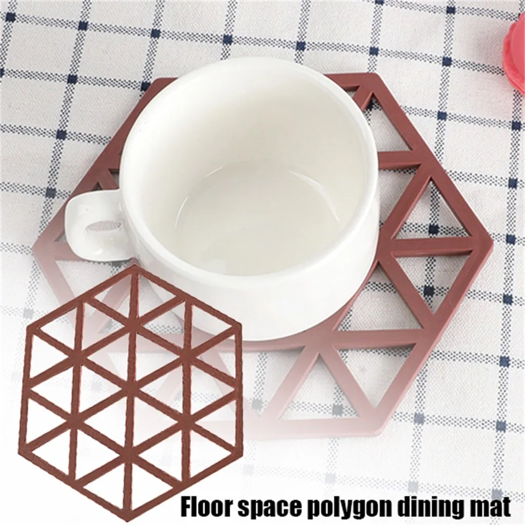 Коврик для стола с геометрическим рисунком устойчивый к ожогу силиконовый