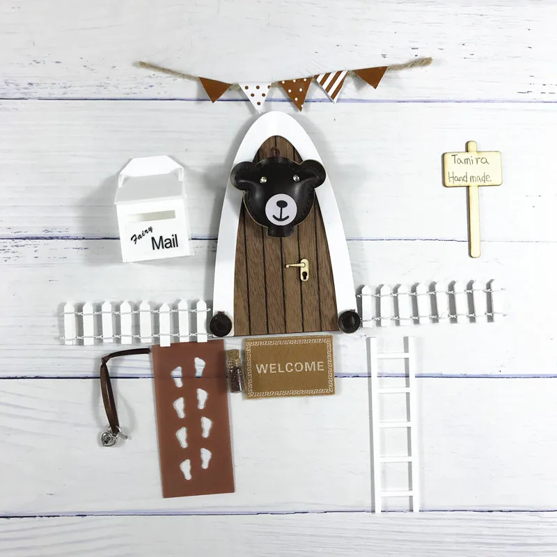 Hand Made pink Arch Fairy door great gift for girls miniature magic fairies tooth fairy Set Dust Welcome Mat Feet Printer | Игрушки и