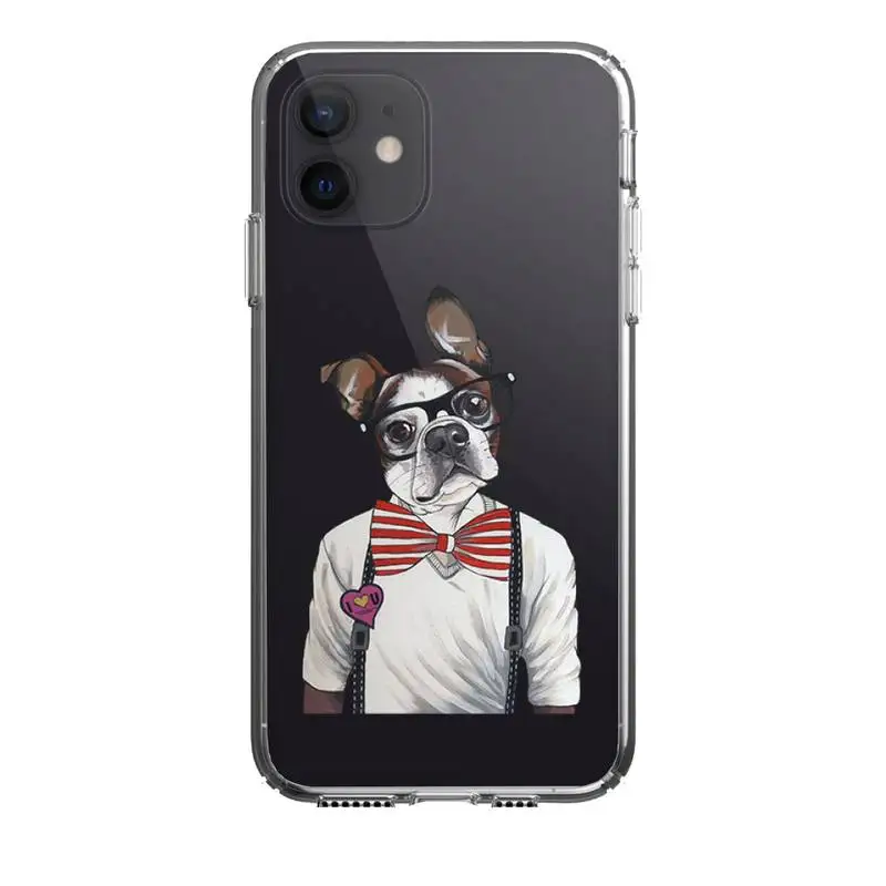 

Pug Dog Phone Case For Iphone 5 6 7 8 11 12 Plus XR X XS SE2020 11/12PRO Max Transparent Cases