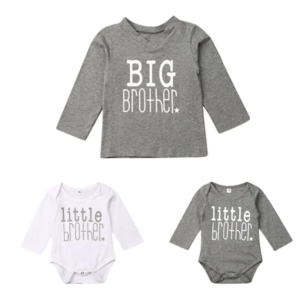 Комбинезон с надписью Big & Little Brother для маленьких мальчиков боди Детская футболка