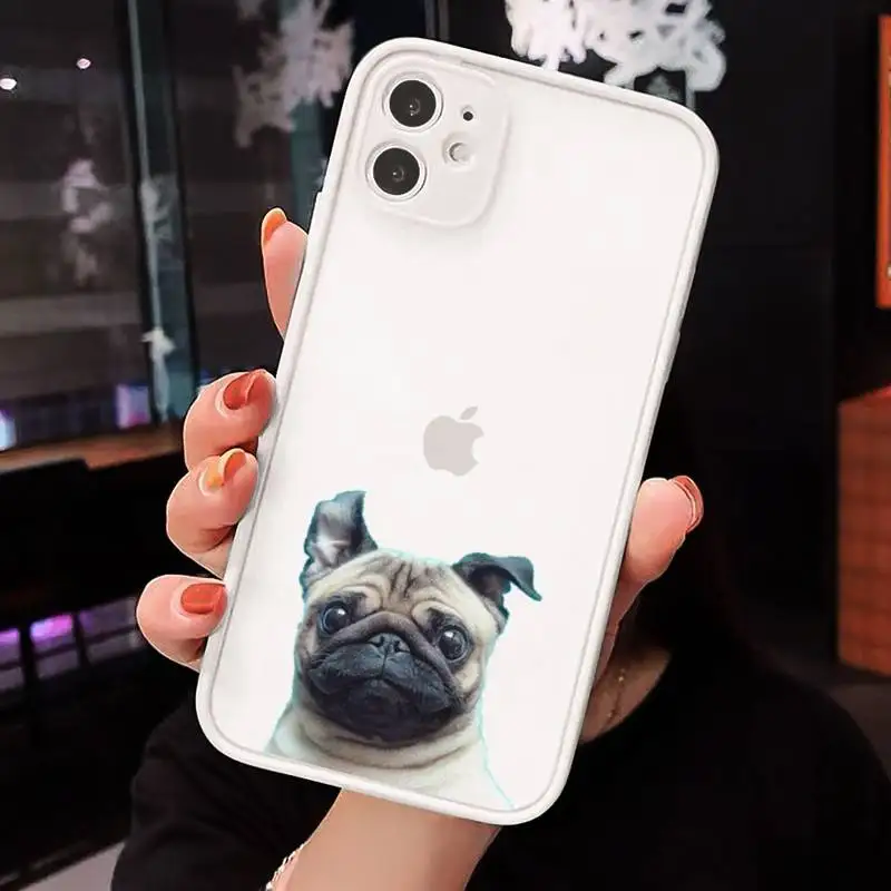 

Pug Dog French Bulldog Phone Case Clear matte transparent For white iPhone 7 8 x xs xr 11 12 pro plus max mini Funda
