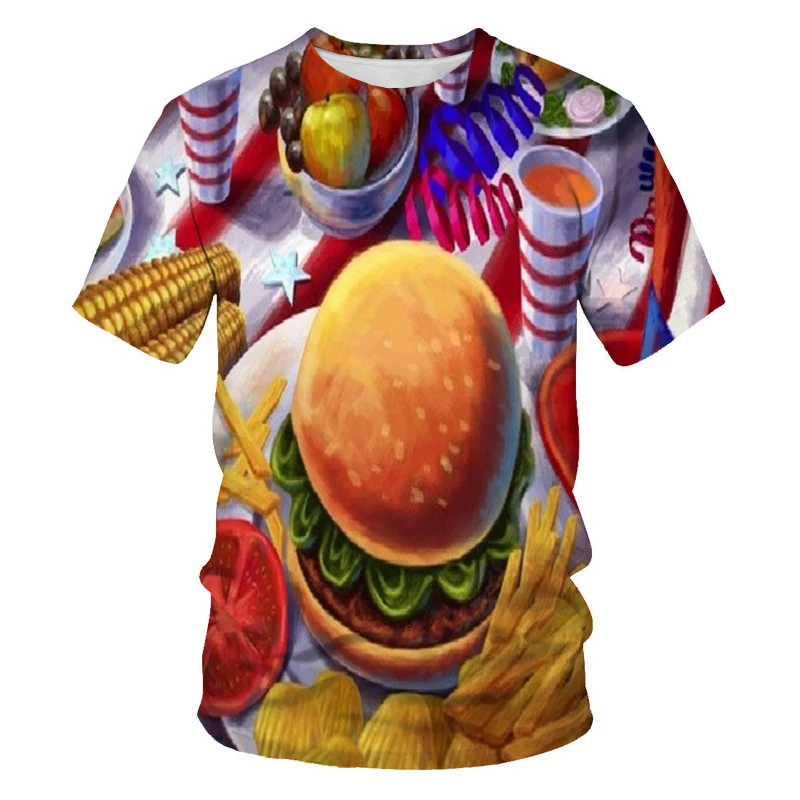 

Gourmet temptation fruit western food burger beverage food 3DT shirt printing custom t-shirt men's casual short-sleeved t-shirt