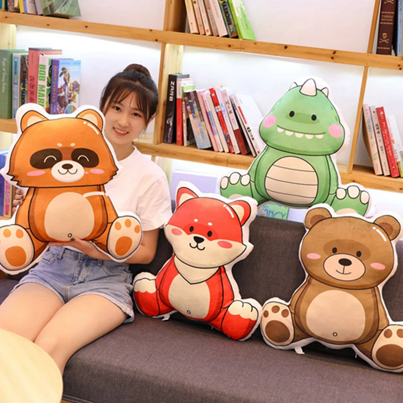 Подушка с принтом животных 50 см моющаяся плюшевой подкладкой диванная подушка со