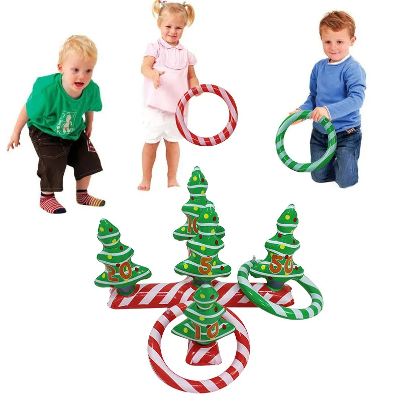 

Christmas Ring Toss Game Inflatable Santa Claus Christmas Tree Toss Game Favors Indoor Outdoor Party Game Interactive Props